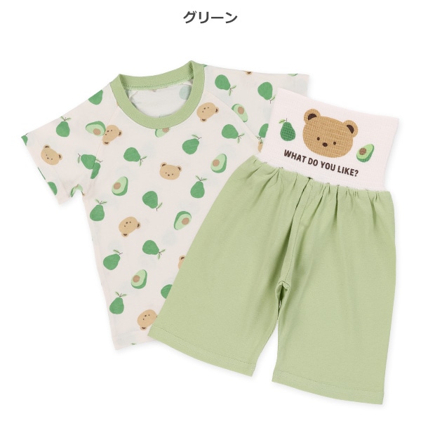 腹巻付きラグラン半袖パジャマ（くま・アボカド）