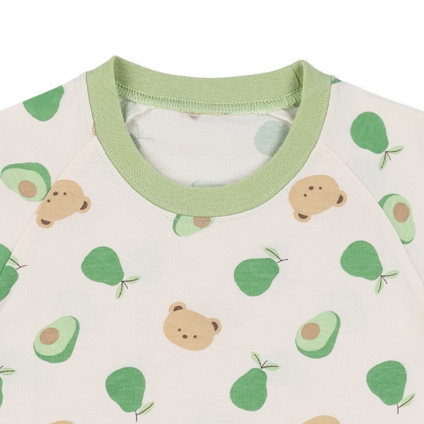 腹巻付きラグラン半袖パジャマ（くま・アボカド）