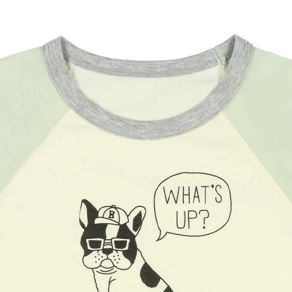 腹巻付きラグラン半袖パジャマ（ブルドッグ・ワンポイント）