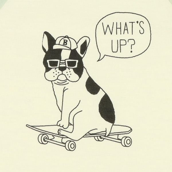 腹巻付きラグラン半袖パジャマ（ブルドッグ・ワンポイント）