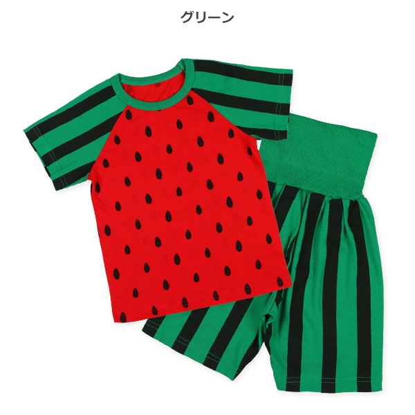 腹巻付きラグラン半袖パジャマ（スイカ）