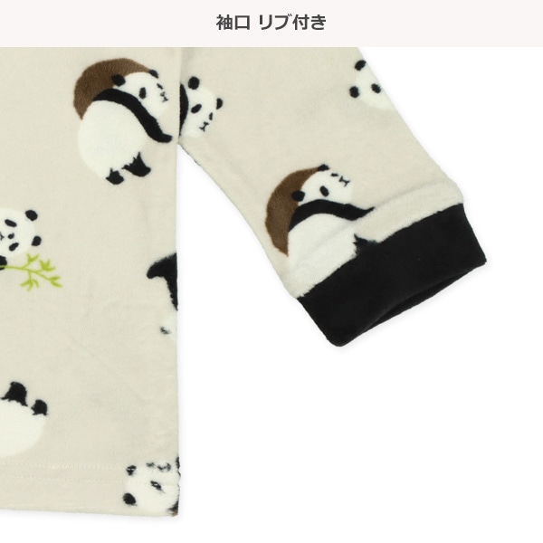ストレッチマイクロフリース腹巻付き長袖パジャマ（パンダ総柄）