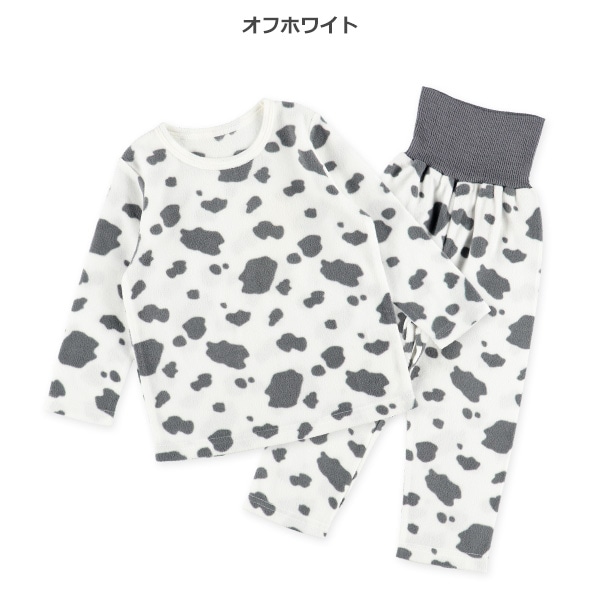 フリース腹巻付き長袖パジャマ（うし柄）