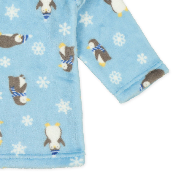 マイクロフリース腹巻付き長袖パジャマ（ペンギン総柄）