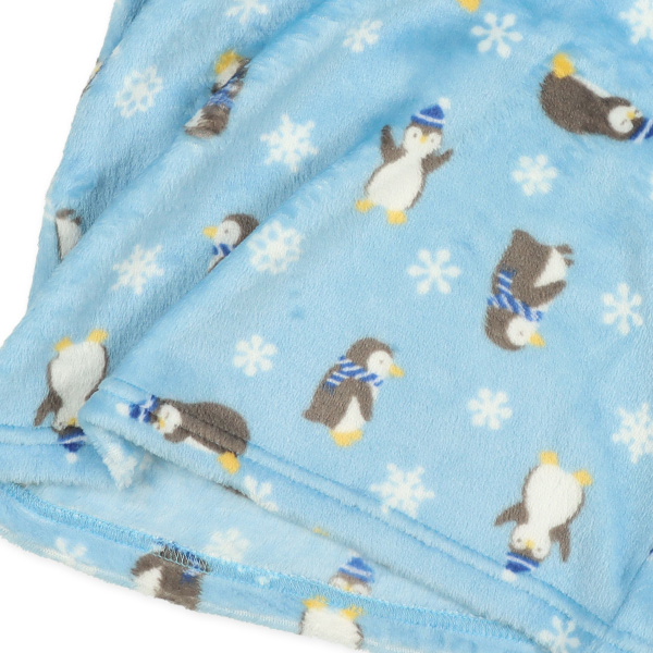 マイクロフリース腹巻付き長袖パジャマ（ペンギン総柄）