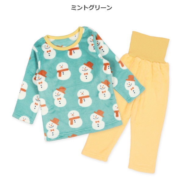 マイクロフリース腹巻付き長袖パジャマ（雪だるま）
