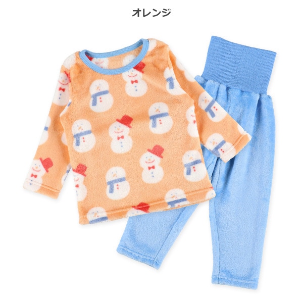 マイクロフリース腹巻付き長袖パジャマ（スノーマン）