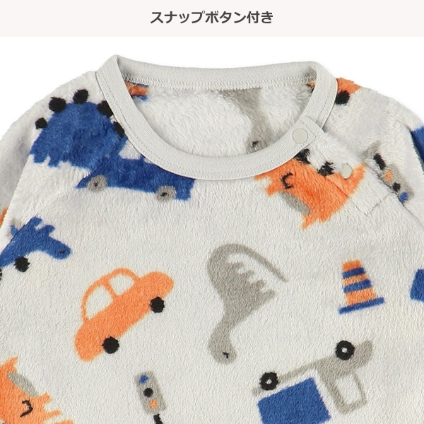 マイクロフリース腹巻付きラグラン長袖パジャマ（恐竜・くるま）