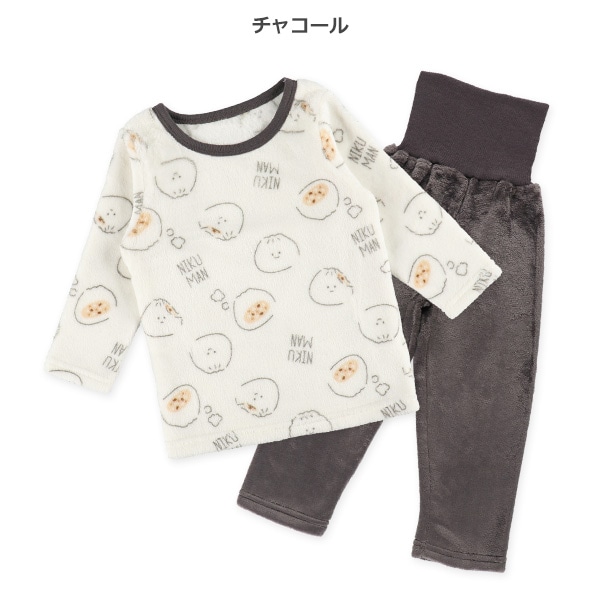 マイクロフリース腹巻付き長袖パジャマ（肉まん）