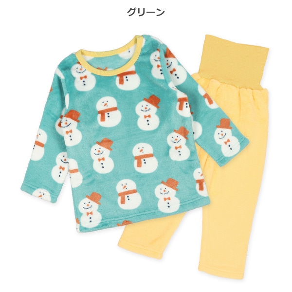 マイクロフリース腹巻付き長袖パジャマ（雪だるま）