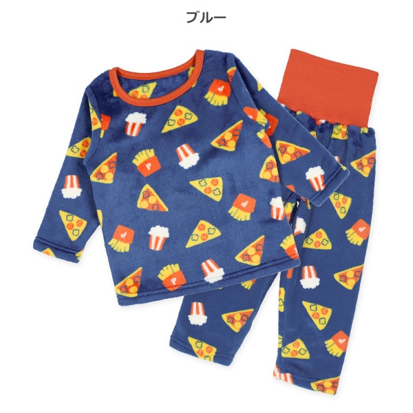 マイクロフリース腹巻付き長袖パジャマ（ジャンクフード総柄）