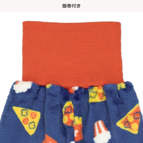 マイクロフリース腹巻付き長袖パジャマ（ジャンクフード総柄）