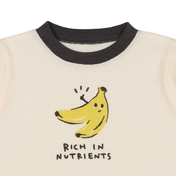 腹巻付きワッフル長袖パジャマ（バナナ）