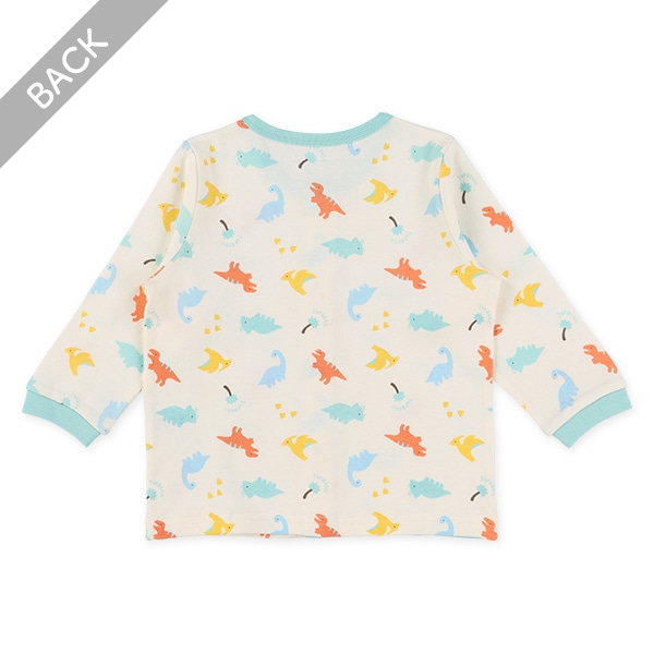 腹巻付き前開き長袖パジャマ（カラフル恐竜）