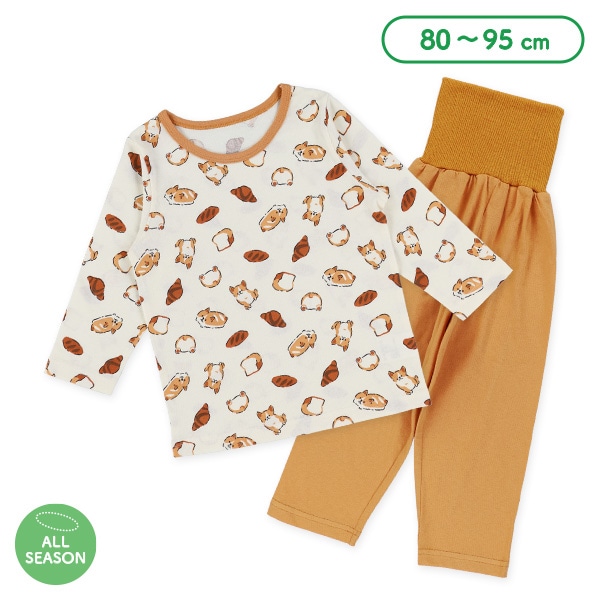 腹巻付き長袖パジャマ（パン・いぬ）