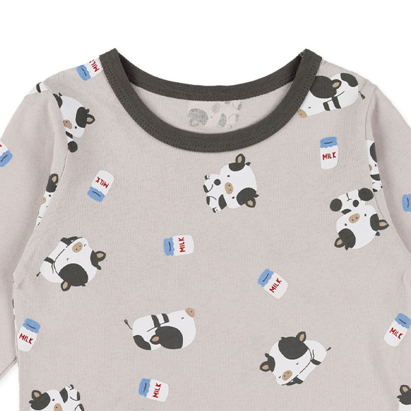 腹巻付き長袖パジャマ（うし・ミルク）