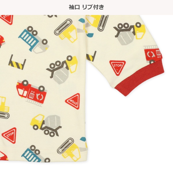 腹巻付き前開き長袖パジャマ（消防車）