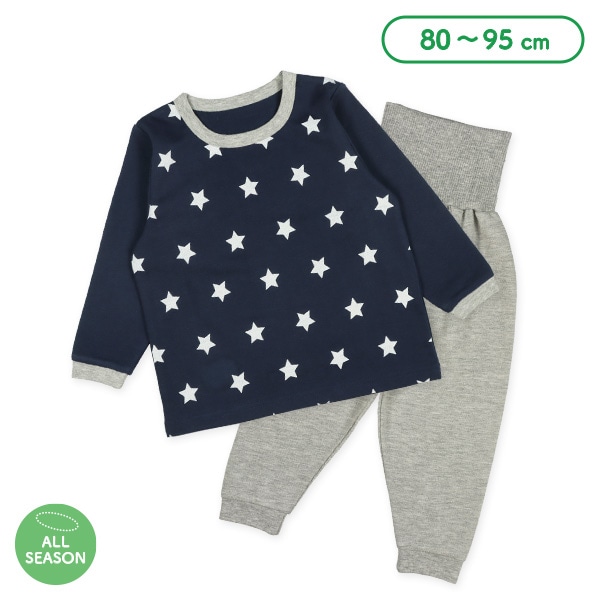 腹巻付きミニ裏毛長袖パジャマ（星）