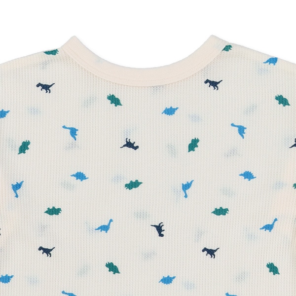 どっちもまえワッフル長袖ルームウェア（恐竜総柄）