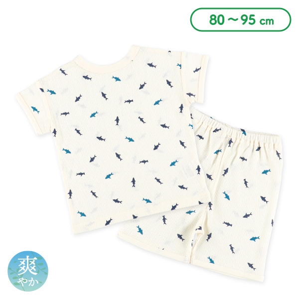 どっちもまえワッフル半袖ルームウェア（サメシルエット）