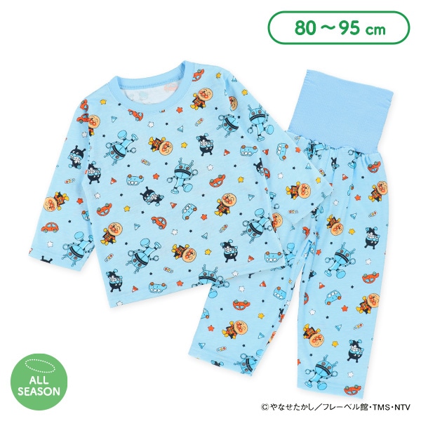 腹巻付き長袖パジャマ（アンパンマン総柄）