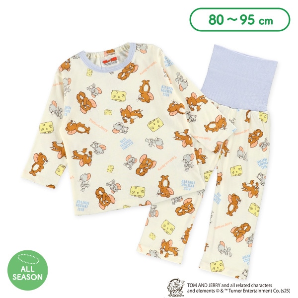 腹巻付き長袖パジャマ（トムとジェリー総柄）