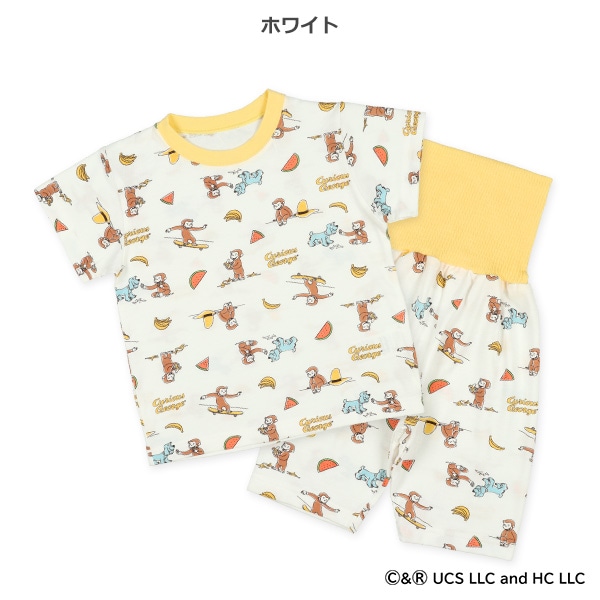 腹巻付き半袖パジャマ（おさるのジョージ総柄）
