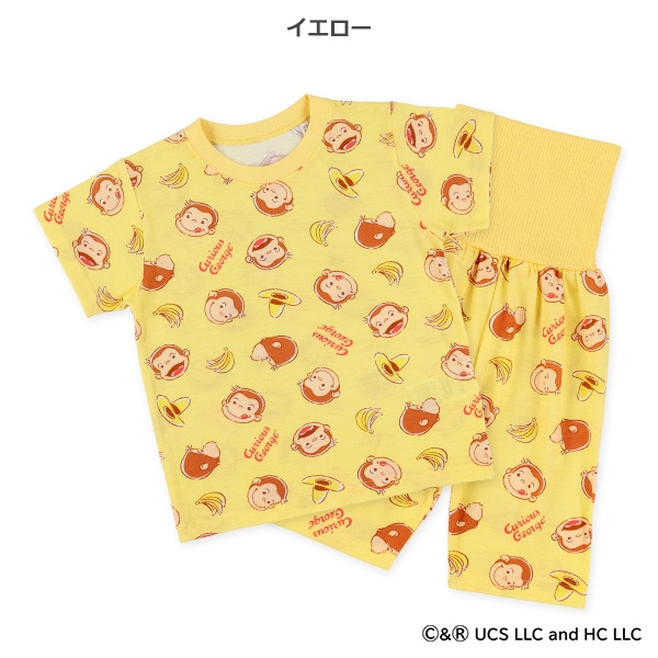 腹巻付き半袖パジャマ（おさるのジョージ総柄）