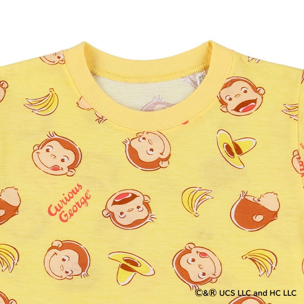 腹巻付き半袖パジャマ（おさるのジョージ総柄）