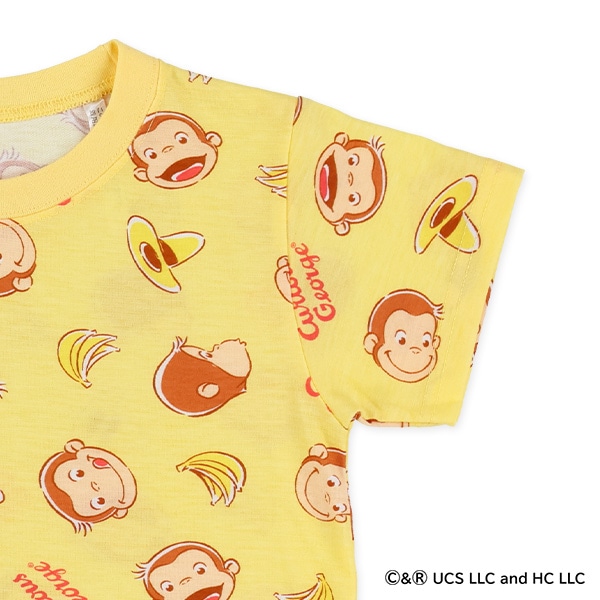 腹巻付き半袖パジャマ（おさるのジョージ総柄）