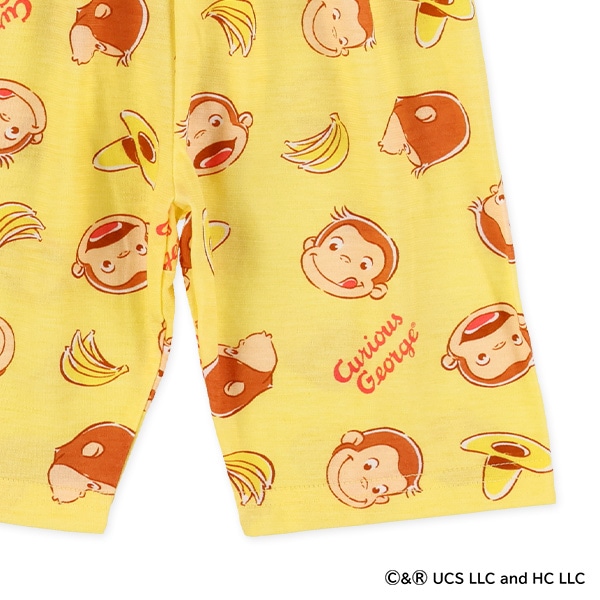 腹巻付き半袖パジャマ（おさるのジョージ総柄）