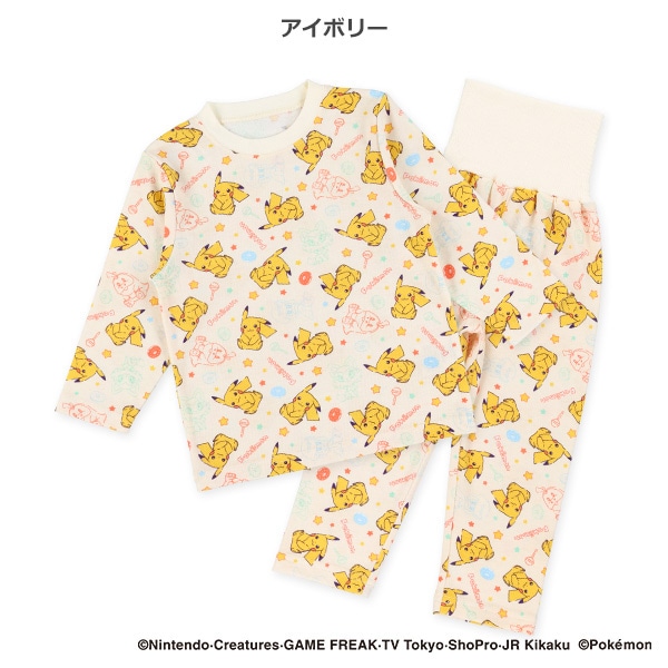 腹巻付き長袖パジャマ（ポケモン総柄）