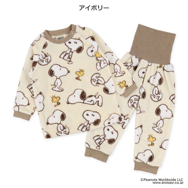 サンゴフリース腹巻付き長袖パジャマ（スヌーピー総柄）