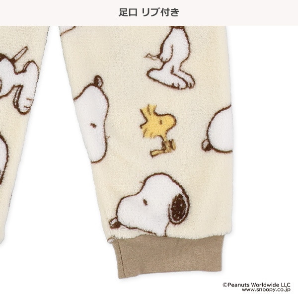 サンゴフリース腹巻付き長袖パジャマ（スヌーピー総柄）