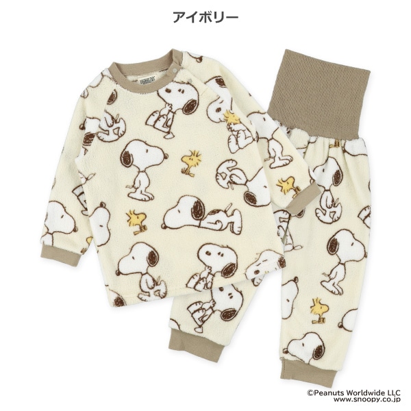サンゴフリース腹巻付き長袖パジャマ（スヌーピー総柄）