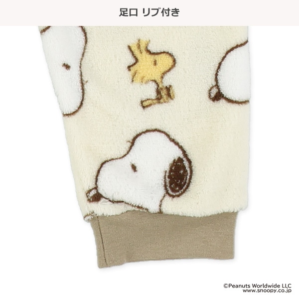 サンゴフリース腹巻付き長袖パジャマ（スヌーピー総柄）