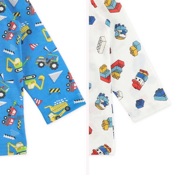 2枚組長袖パジャマ（はたらくくるま・ブロック）