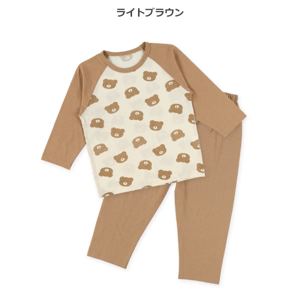 2枚組ラグラン長袖パジャマ（くまフェイス）