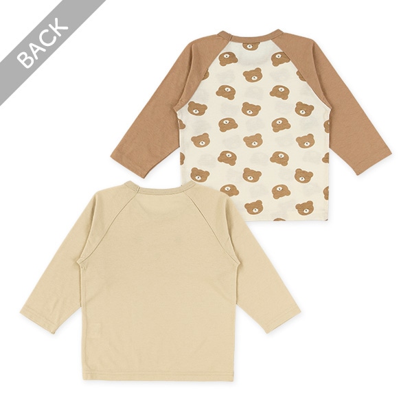 2枚組ラグラン長袖パジャマ（くまフェイス）