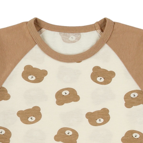 2枚組ラグラン長袖パジャマ（くまフェイス）