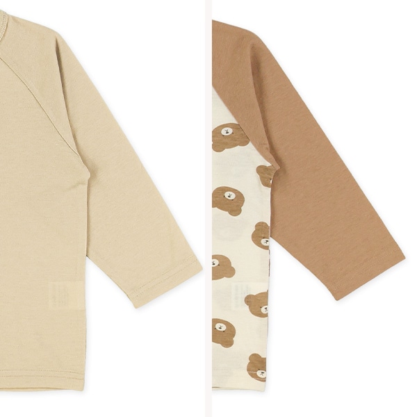 2枚組ラグラン長袖パジャマ（くまフェイス）