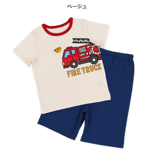 2枚組半袖+7分袖パジャマ（緊急車両）