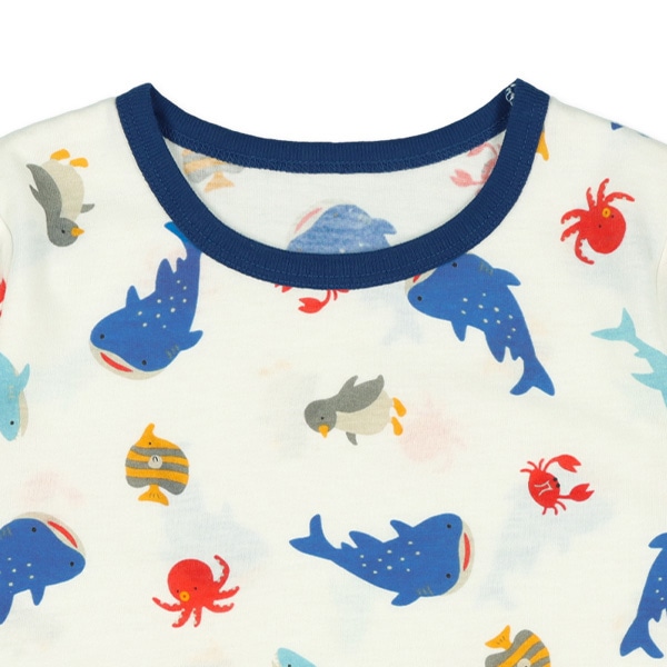 2枚組半袖+7分袖パジャマ（海の生き物）