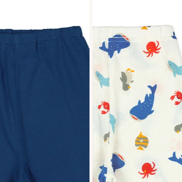 2枚組半袖+7分袖パジャマ（海の生き物）