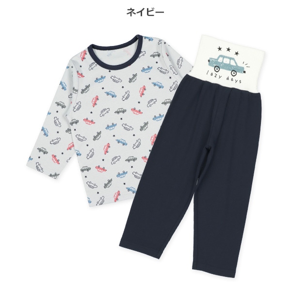 2枚組腹巻付き長袖パジャマ（乗り物）