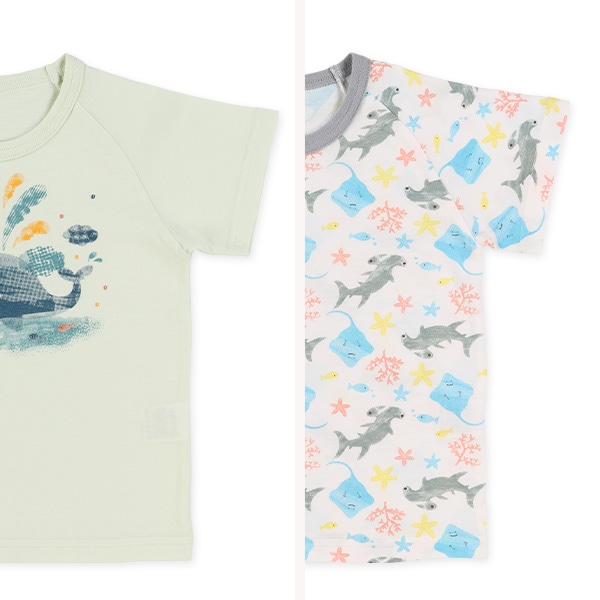 2枚組ラグラン半袖パジャマ（くじら）