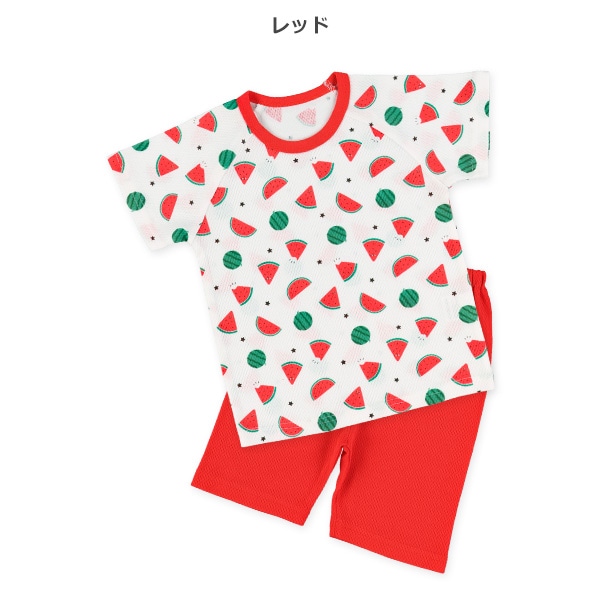 2枚組ハニカムメッシュ半袖パジャマ（すいか・パイン）