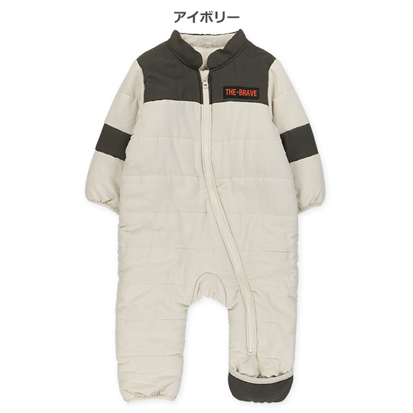 胸袖配色切り替えジャンプスーツ