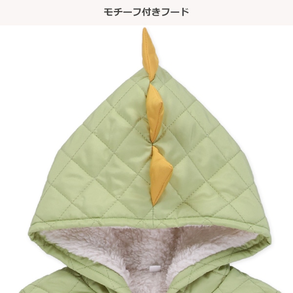 キルティングフードモチーフ付き恐竜ジャンプスーツ