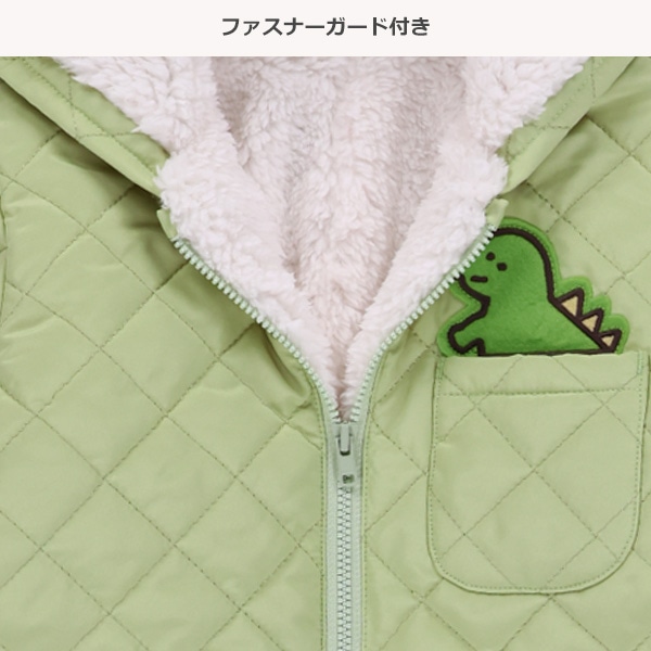 キルティングフードモチーフ付き恐竜ジャンプスーツ